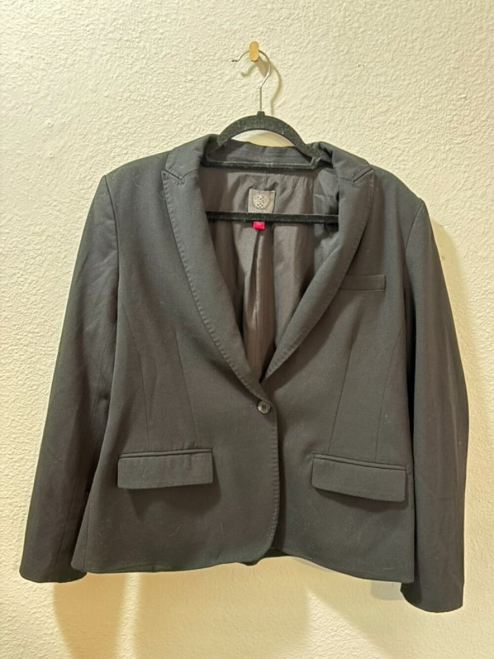 Vince Camuto Tailored One Button Black Blazer Career Jacket